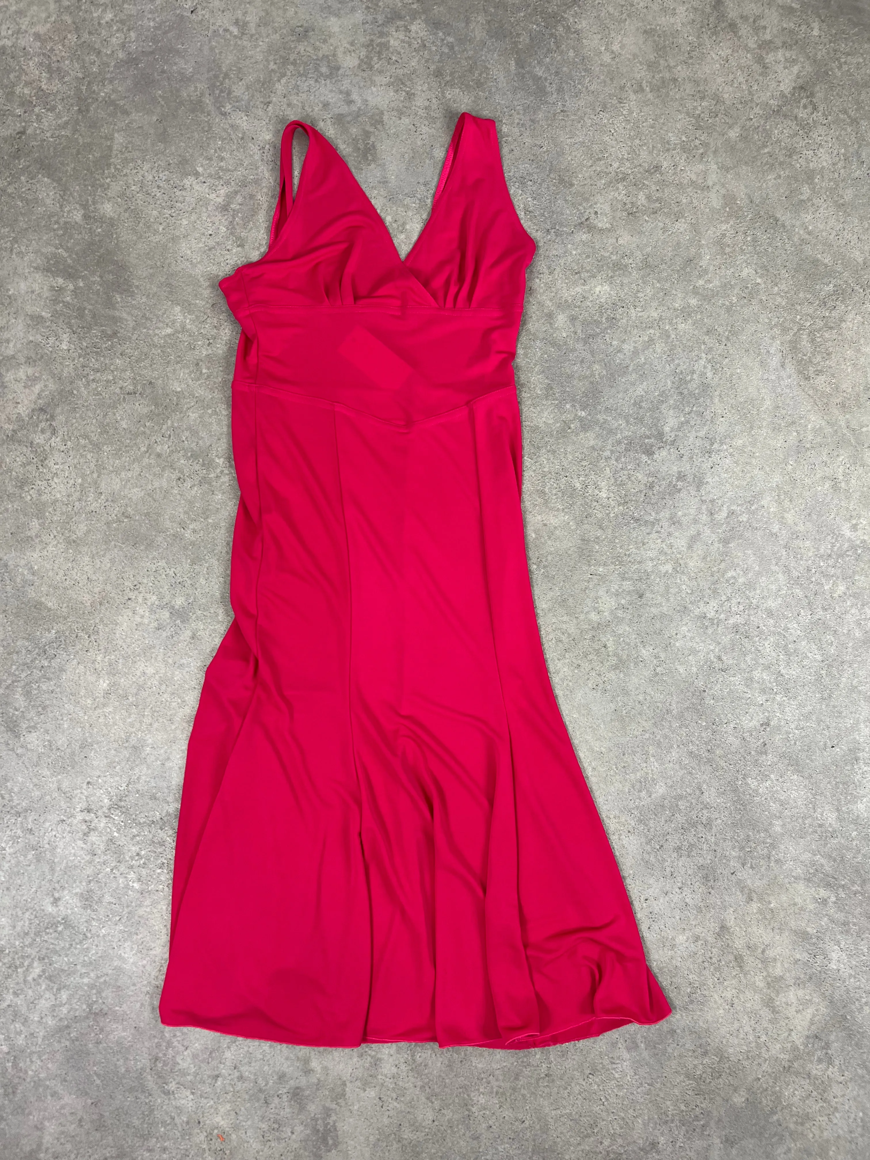 90s pink midaxi v neck dress
