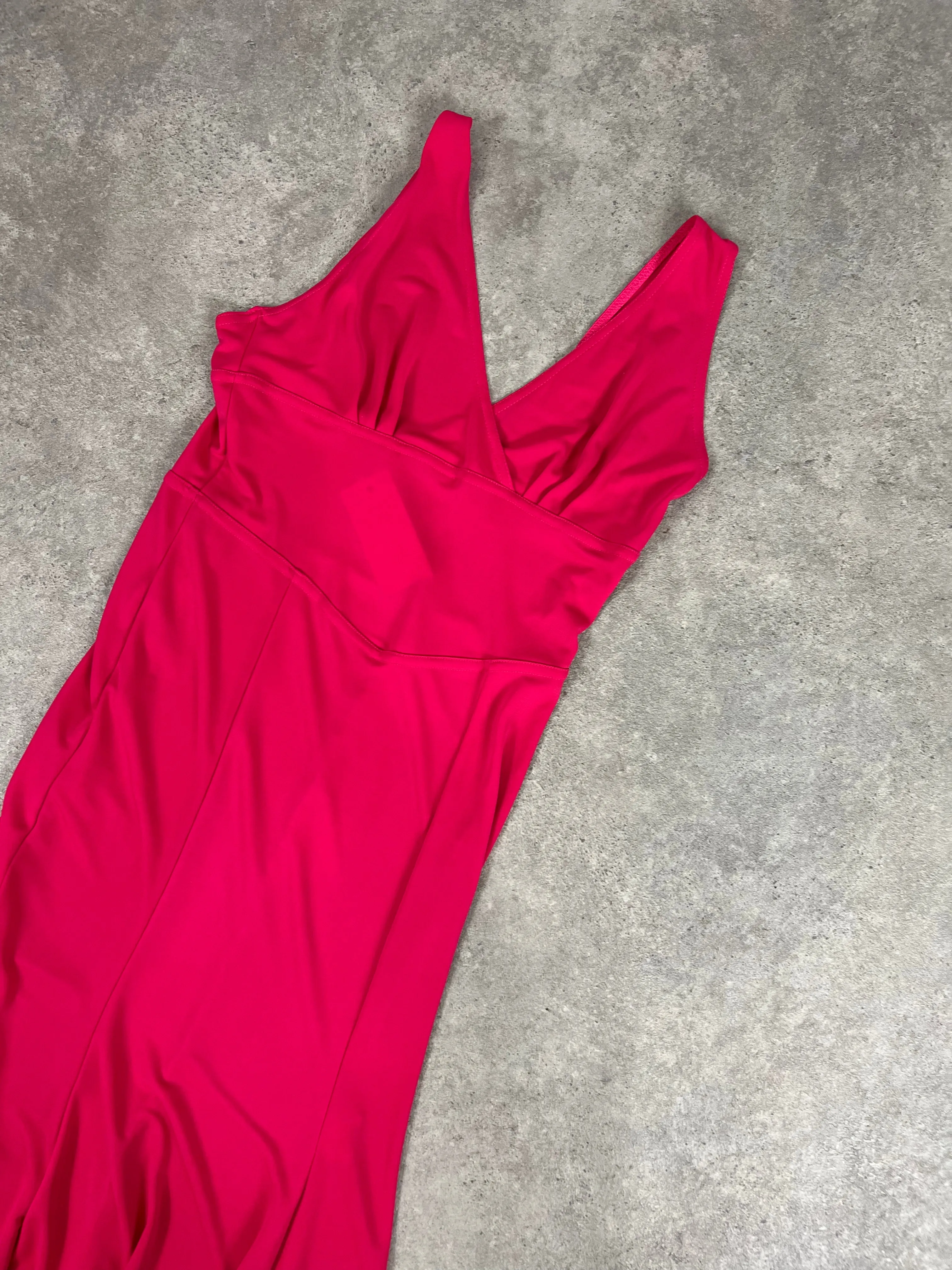 90s pink midaxi v neck dress