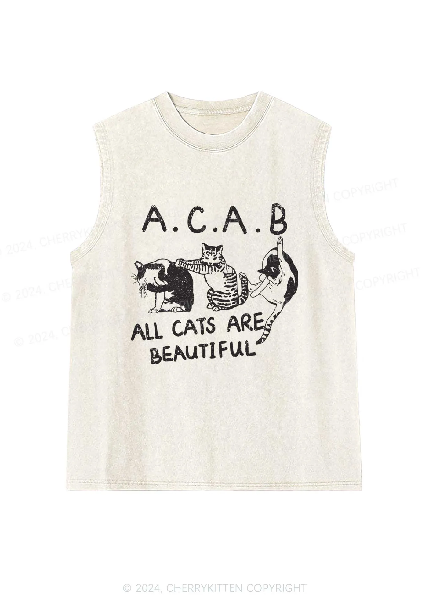 ACAB Cats Y2K Washed Tank Cherrykitten