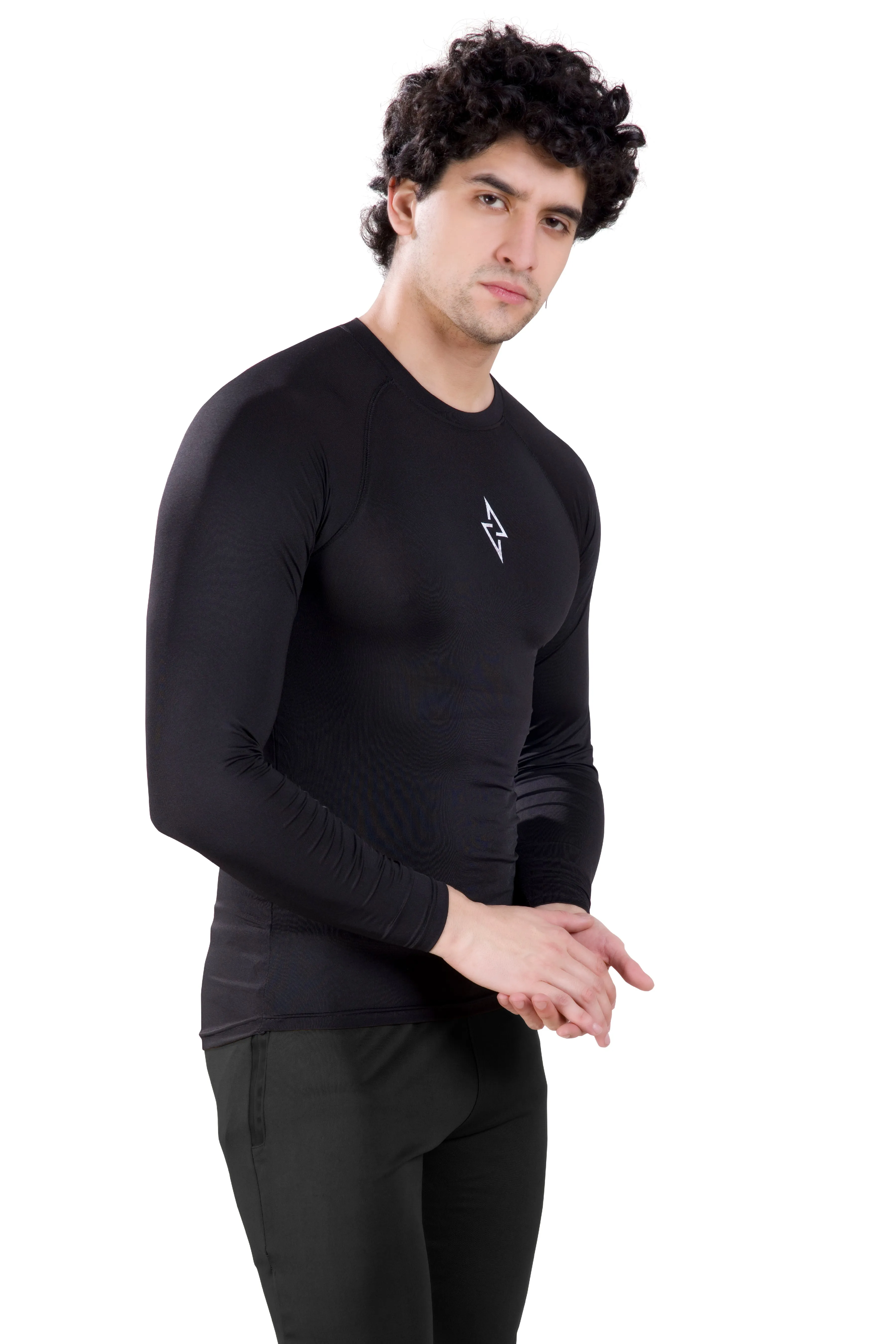 ALPHA - BLACK COMPRESSION T-SHIRT - FULL SLEEVE