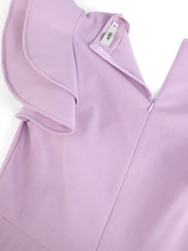 AOMEI Square Collar Ruffle Pleated Party Dresses