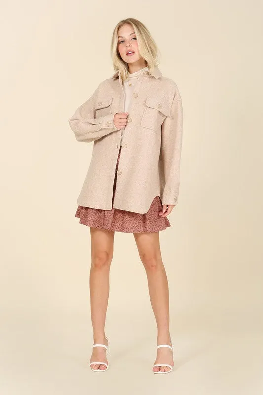 Cozy Button down shacket with pockets