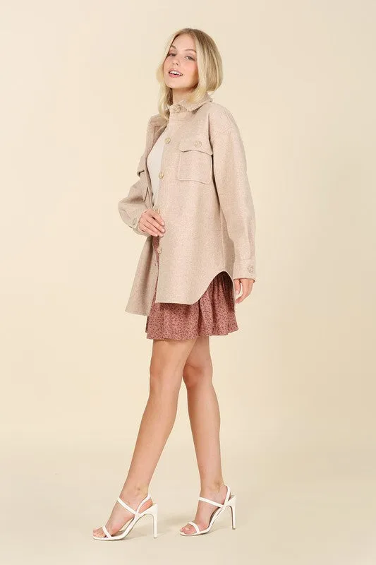 Cozy Button down shacket with pockets