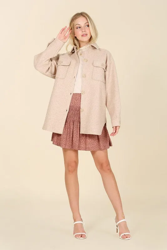 Cozy Button down shacket with pockets