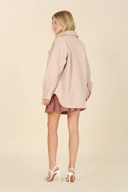 Cozy Button down shacket with pockets