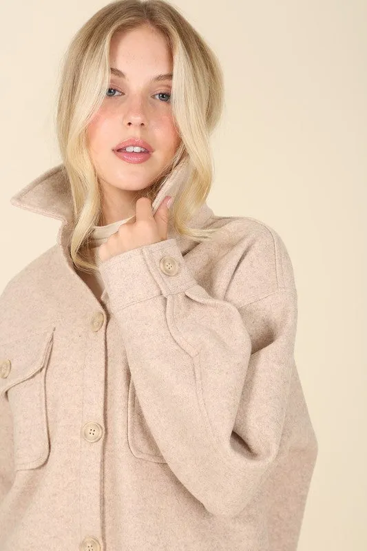Cozy Button down shacket with pockets