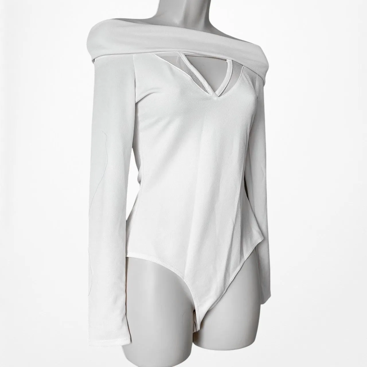 Fashion Nova White Off The Shoulder Long Sleeve Blouse Top Size S/M