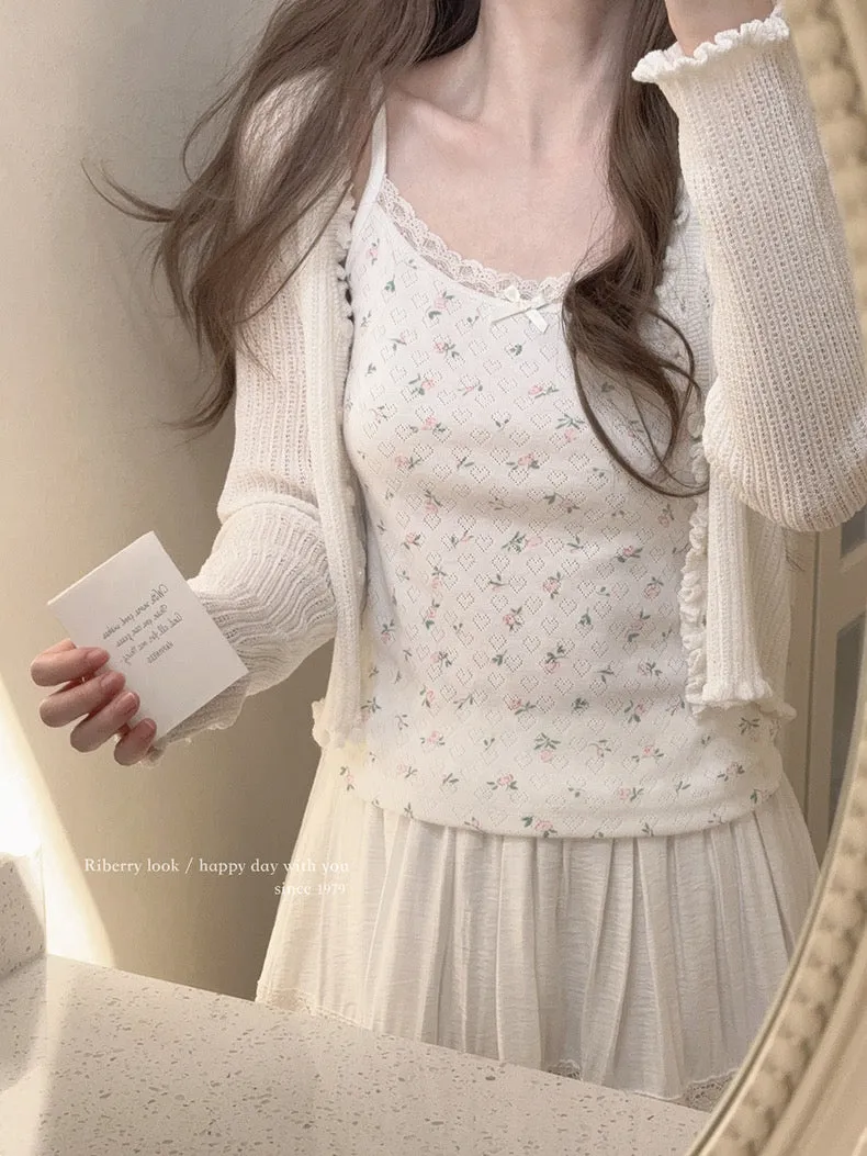 Floral Season 3 Colors Tank Top Linne