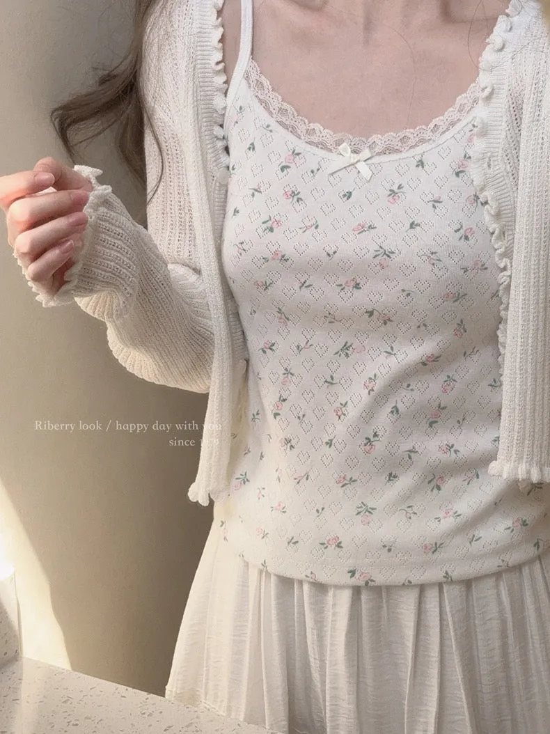 Floral Season 3 Colors Tank Top Linne