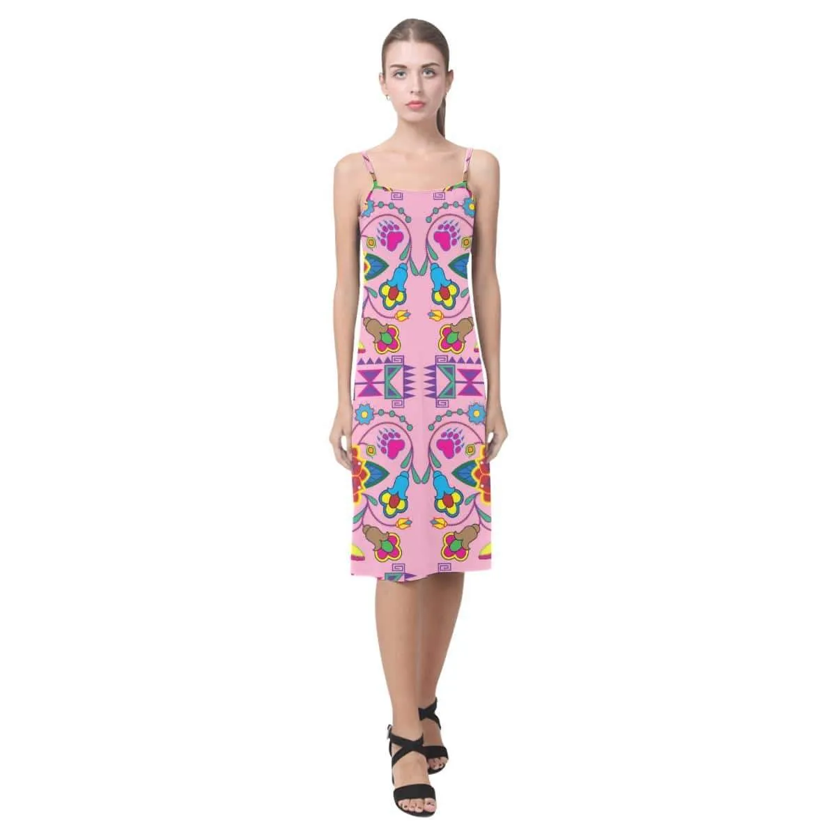 Geometric Floral Winter - Sunset Alcestis Slip Dress