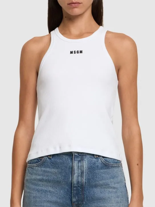 MSGM   Cotton jersey logo tank top 