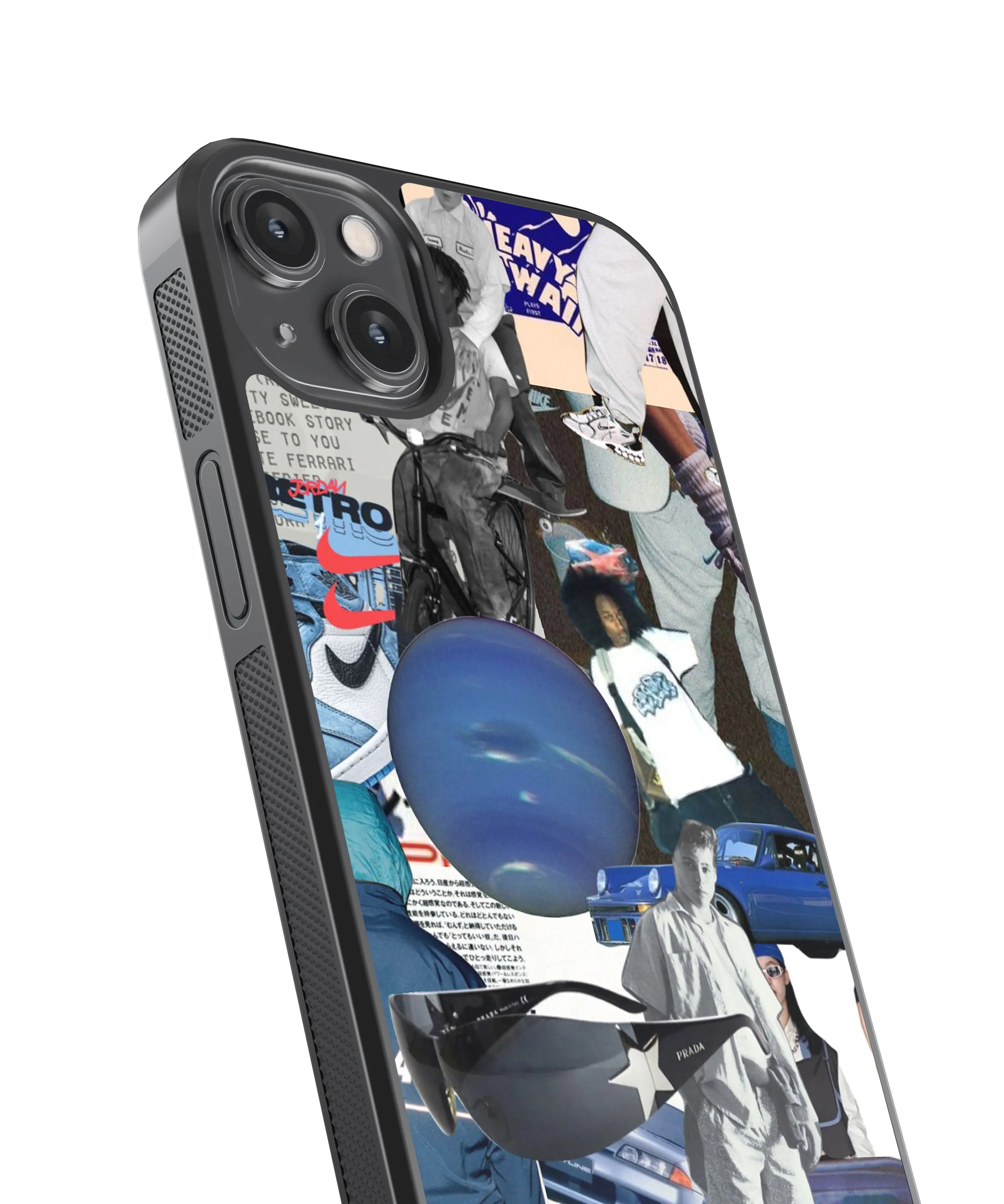 Retro Blue Y2K Glass Phone Case Cover