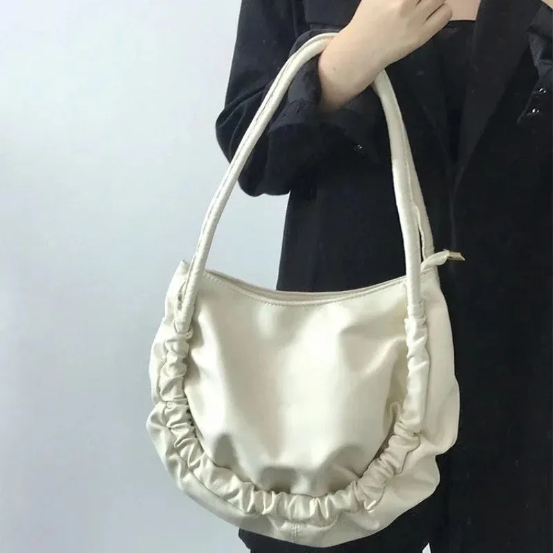 UAKISS  -  Trendy Pleated Y2k Aesthetic Cloud Bags Fashion Simple Solid All Match Women Handbags Casual Y2k Aesthetic Shoulder Underarm Bag