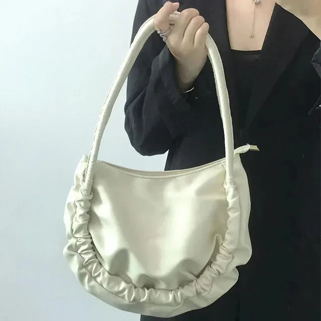 UAKISS  -  Trendy Pleated Y2k Aesthetic Cloud Bags Fashion Simple Solid All Match Women Handbags Casual Y2k Aesthetic Shoulder Underarm Bag