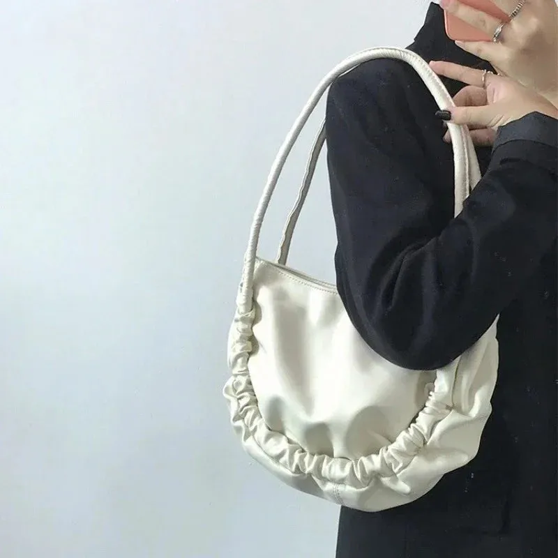 UAKISS  -  Trendy Pleated Y2k Aesthetic Cloud Bags Fashion Simple Solid All Match Women Handbags Casual Y2k Aesthetic Shoulder Underarm Bag
