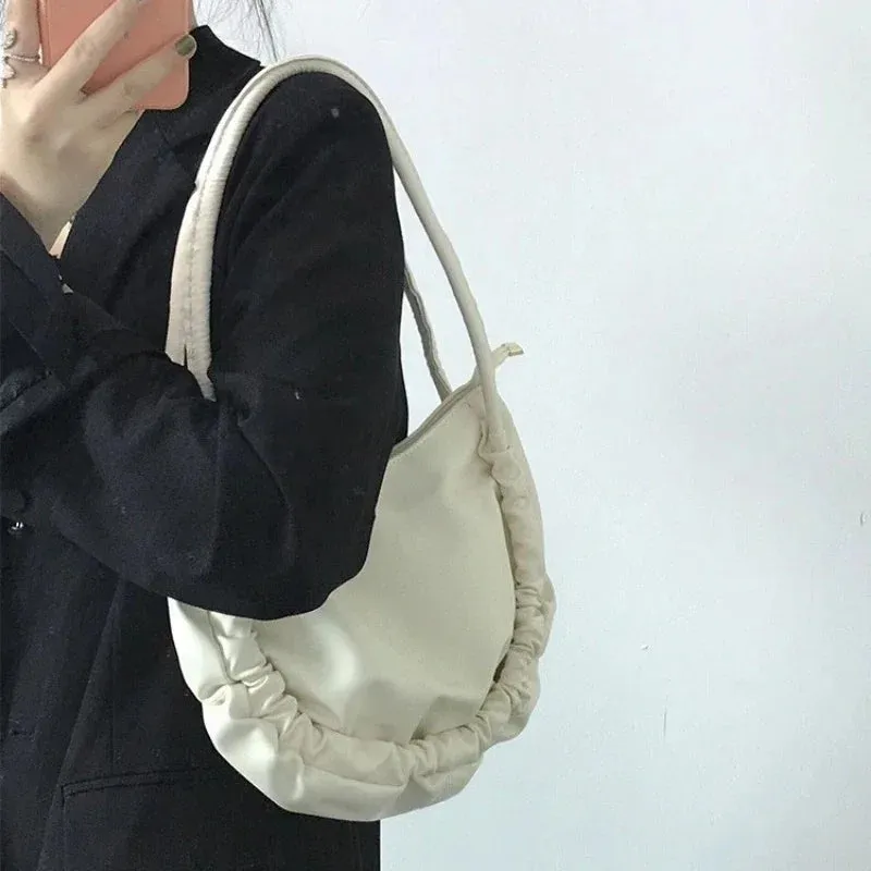 UAKISS  -  Trendy Pleated Y2k Aesthetic Cloud Bags Fashion Simple Solid All Match Women Handbags Casual Y2k Aesthetic Shoulder Underarm Bag