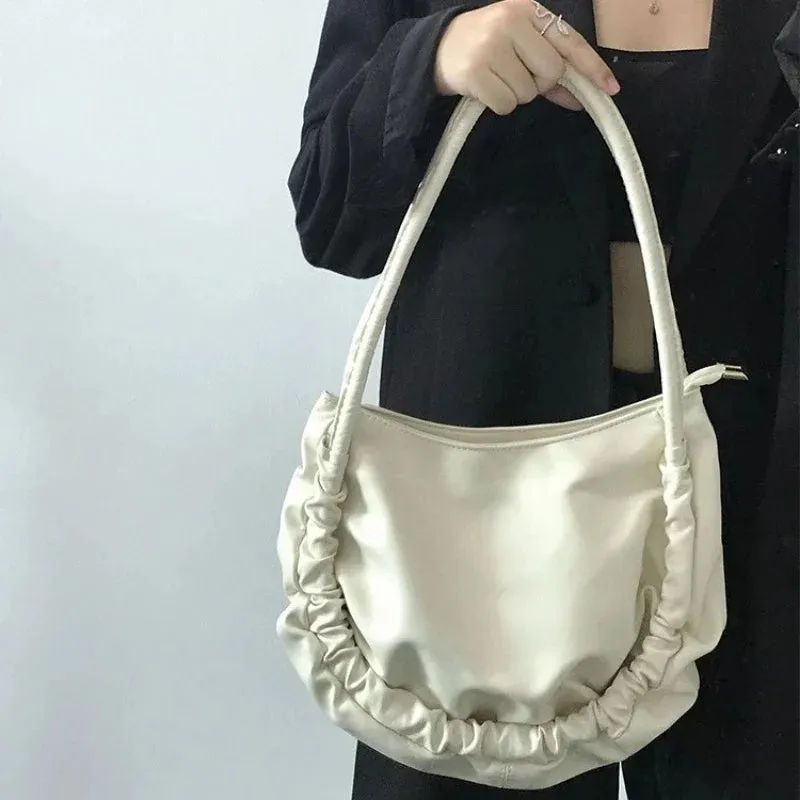 UAKISS  -  Trendy Pleated Y2k Aesthetic Cloud Bags Fashion Simple Solid All Match Women Handbags Casual Y2k Aesthetic Shoulder Underarm Bag