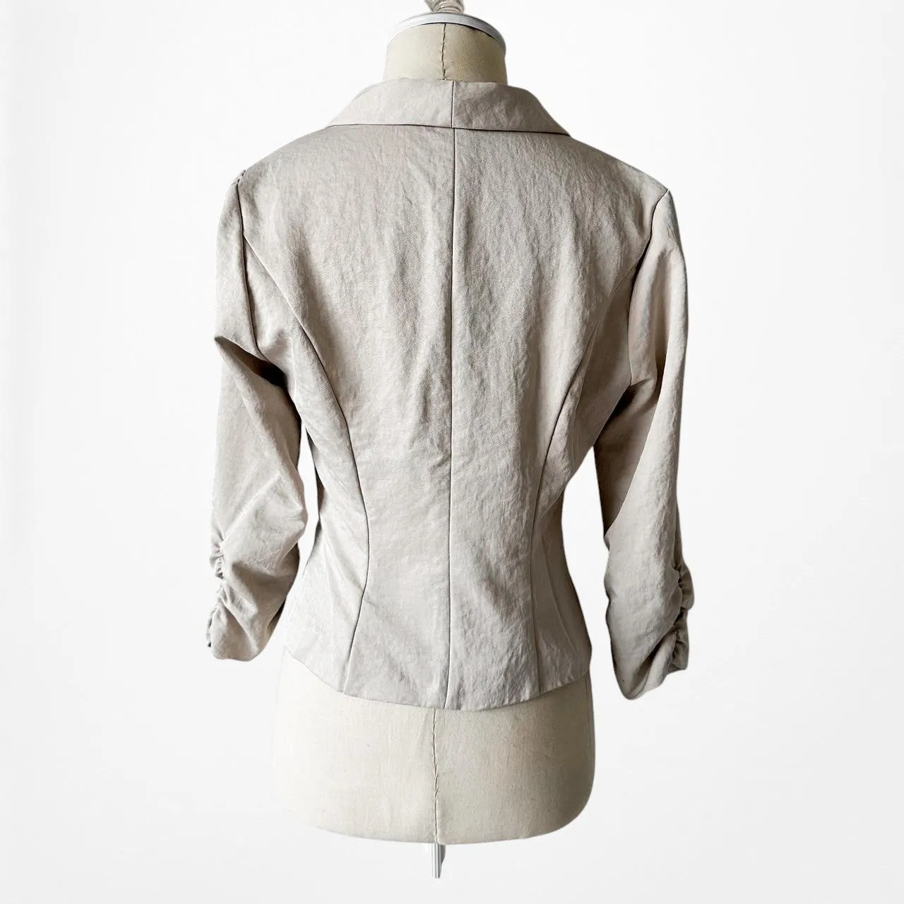 Vintage Charlotte Russe Brown Beige Button Front Cropped Blazer Jacket Size S
